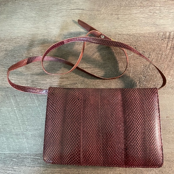 Accessories - Genuine snakeskin purse, vintage, maroon